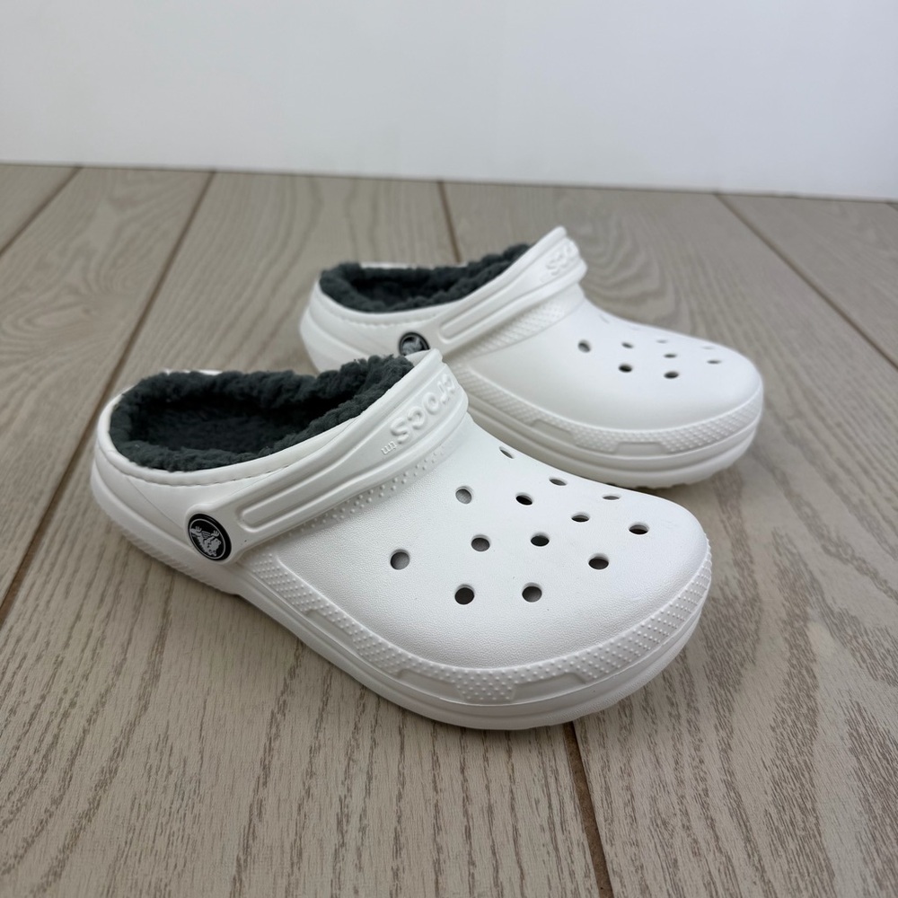 Crocs Classic Lined Kids Clogs c13 White/Grey $50 Children's Shoes